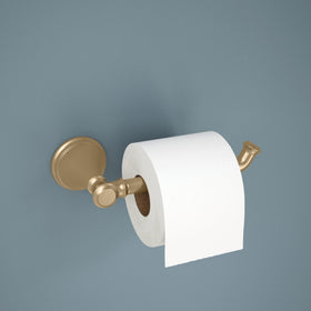 Close-up of Delta Cassidy champagne bronze finish on the toilet paper holder.