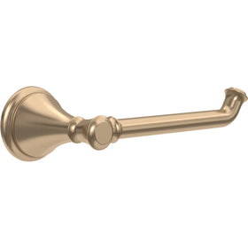Delta Cassidy champagne bronze wall-mount toilet paper holder keeps paper within reach with style.