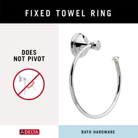 Delta Cassidy wall-mounted towel ring in chrome adds sleek organization