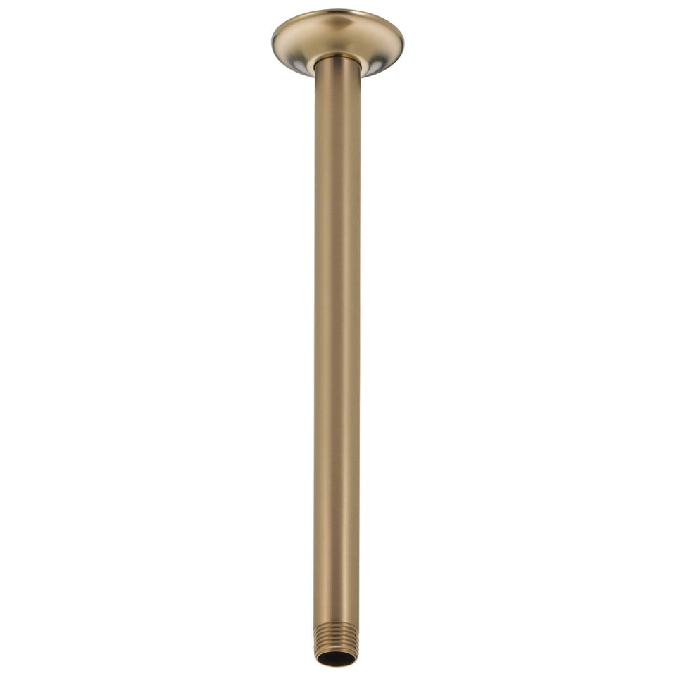 Delta ceiling arm 14-inch extension for a spa-like shower and adjustable height.