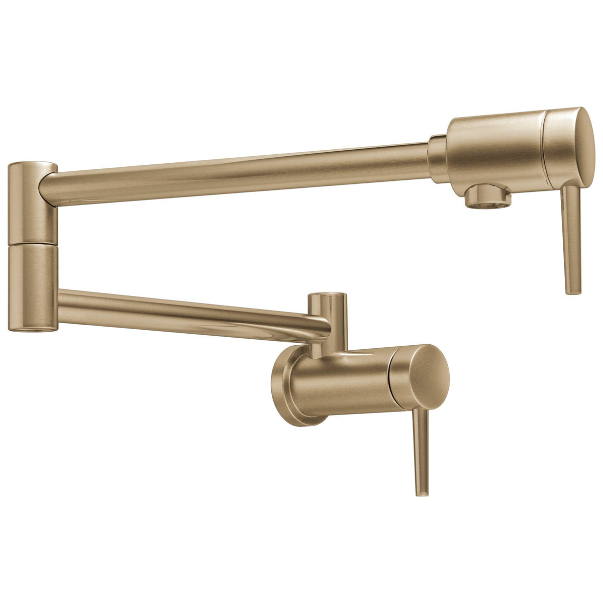 Delta champagne bronze pot filler wall-mount extended reach for easy stovetop filling