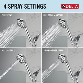 Delta chrome handheld shower head with lifetime warranty and durable finish