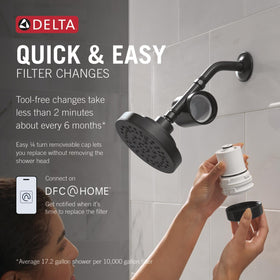 Delta Clarifi easy installation image showing tool-free setup