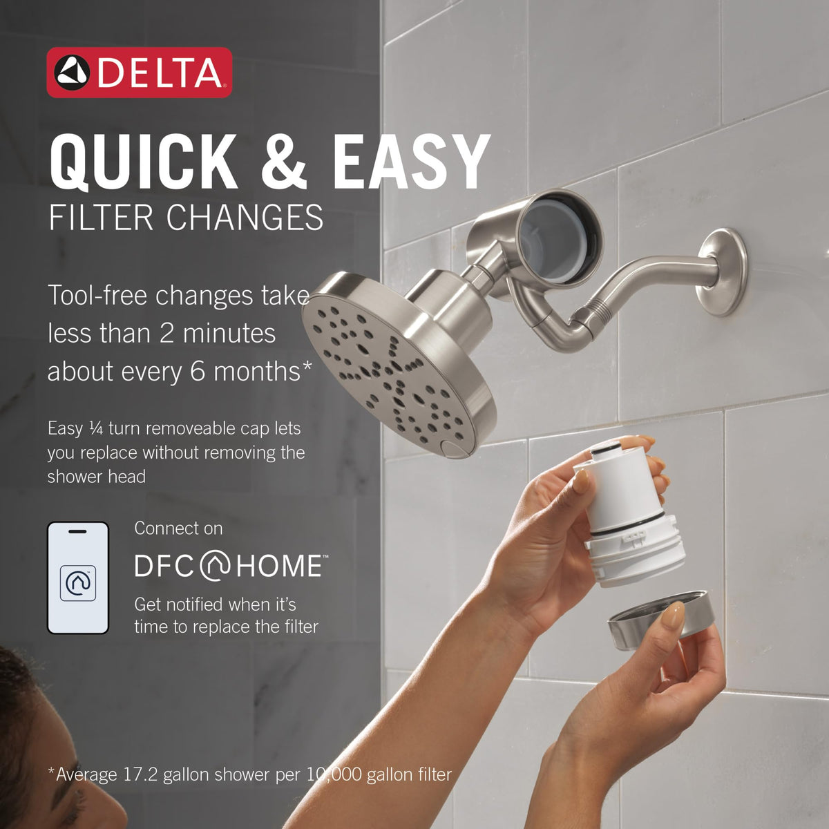 Delta Clarifi between head and supply line, easy DIY install.