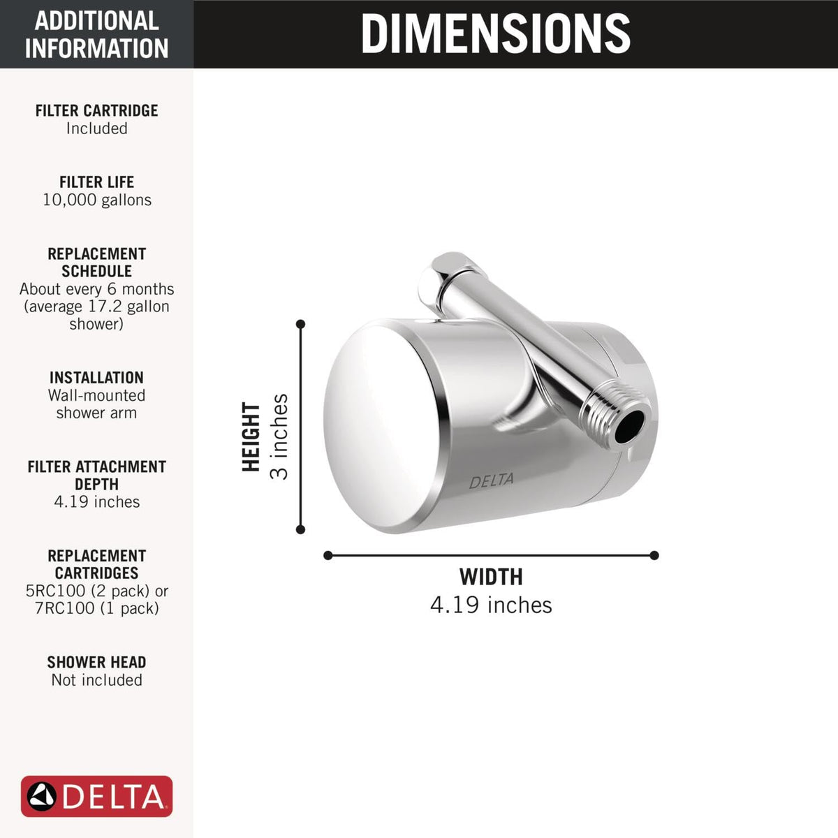 DELTA Clarifi shower filter attachment filter replacement showcases simple maintenance every six months.
