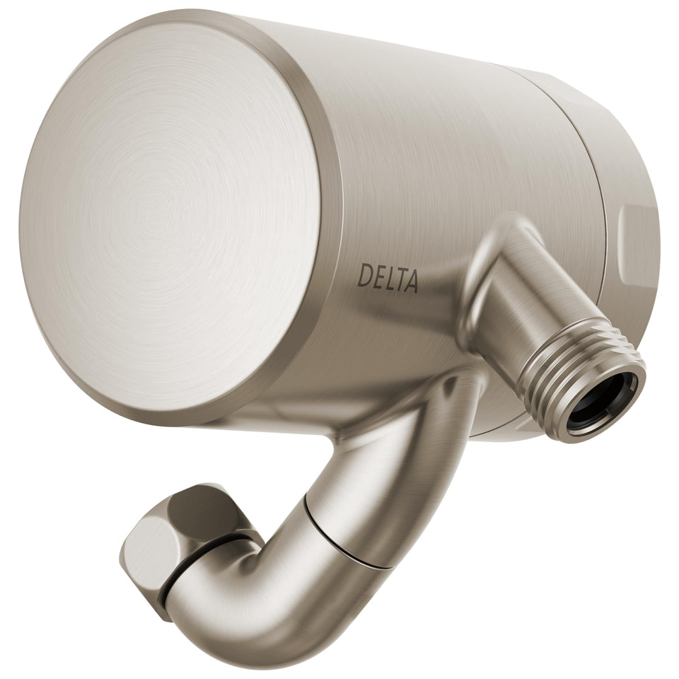 Delta Clarifi shower filter attachment, front view reduces chlorine and sediment.