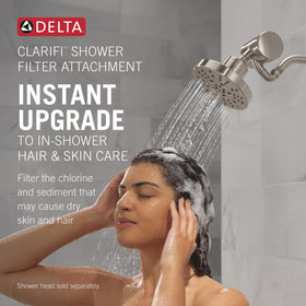 Delta Clarifi hidden behind shower head for a sleek upgrade.