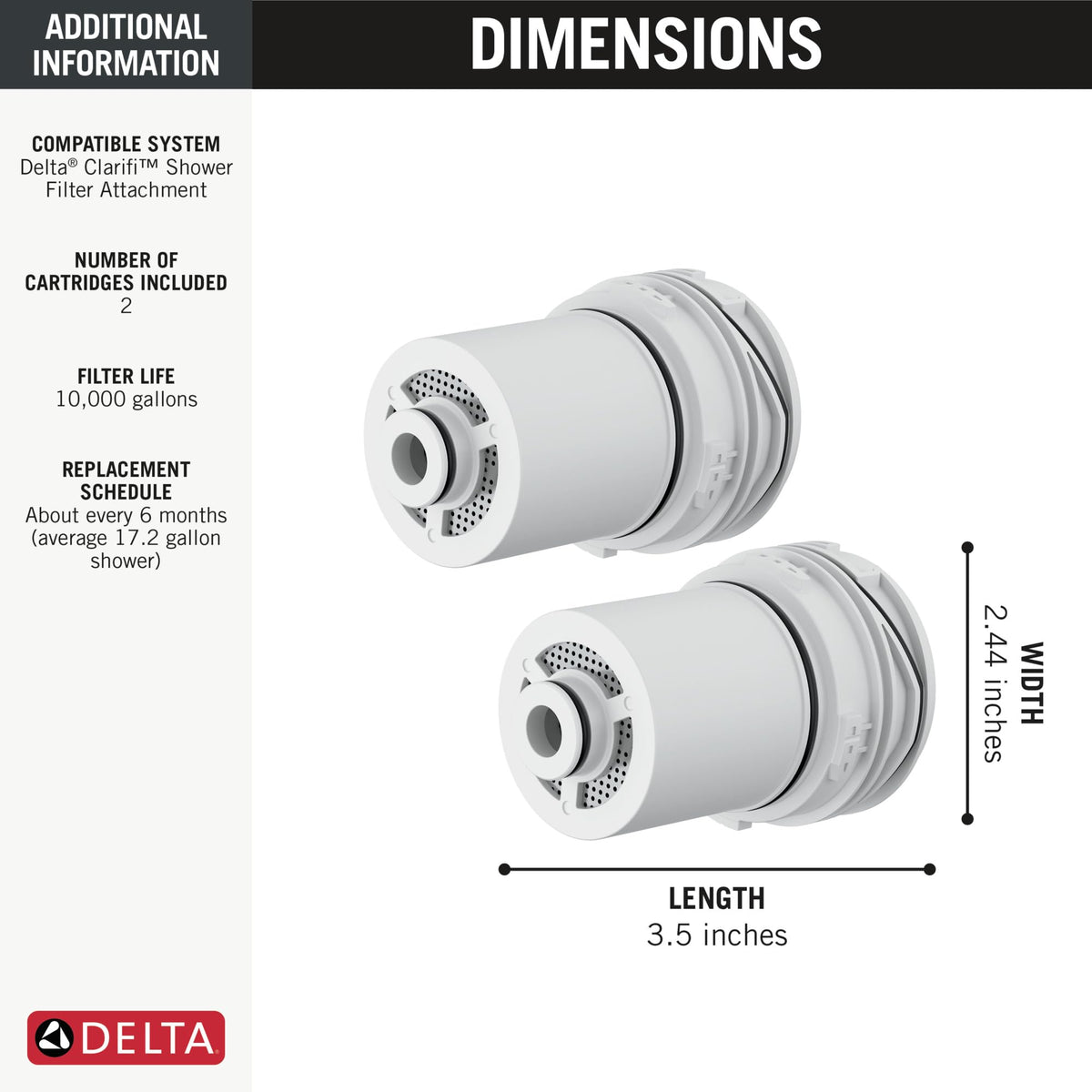 Delta Clarifi tool-free filter change shown for quick replacement.
