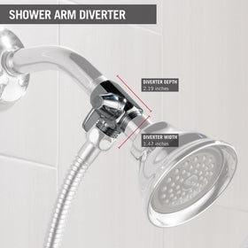 Delta diverter chrome component highlights brass construction and durability