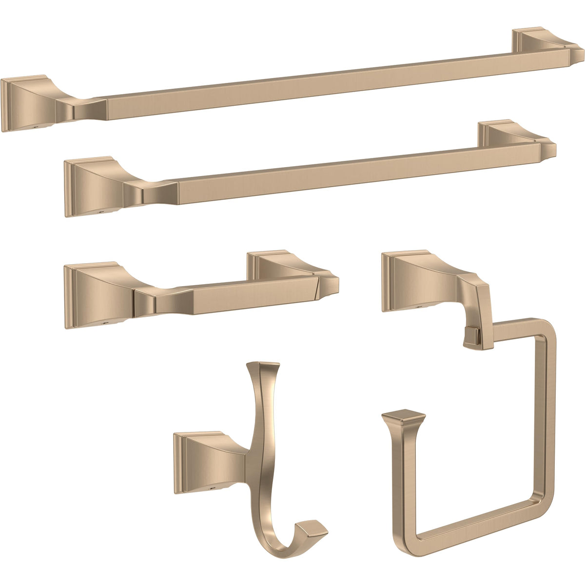 Delta Dryden towel hook close-up showcases champagne bronze finish.
