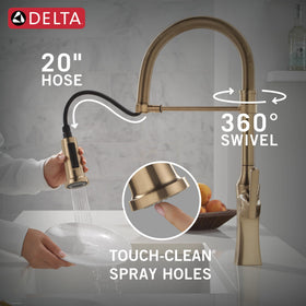 Delta Ermelo Pro Brilliance finish resists corrosion during daily use.