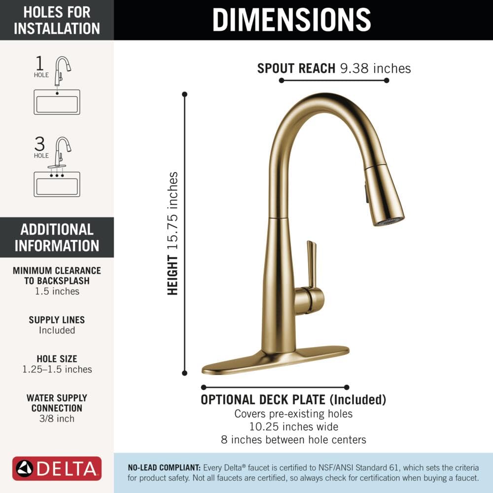 Champagne Bronze finish on Delta Essa resists corrosion for a durable look.