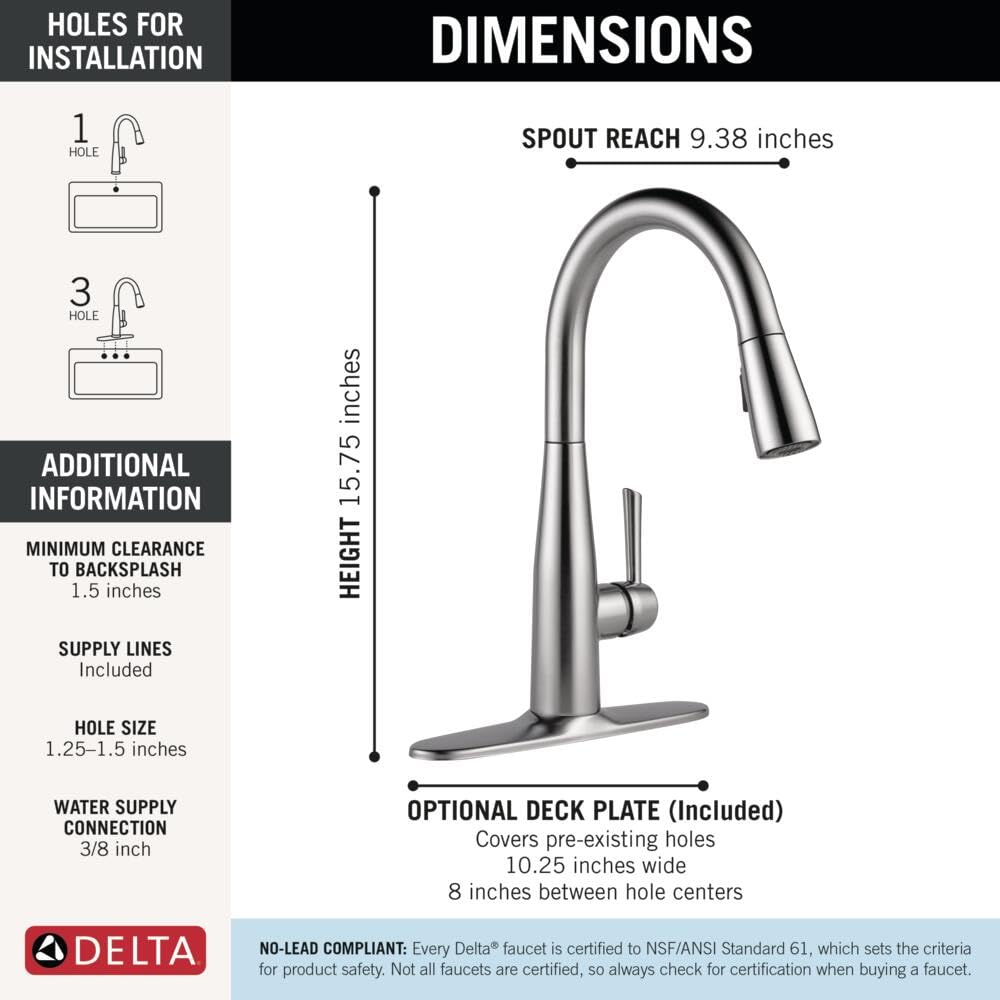 Delta Essa faucet featuring Diamond Seal technology to reduce leaks and extend life.