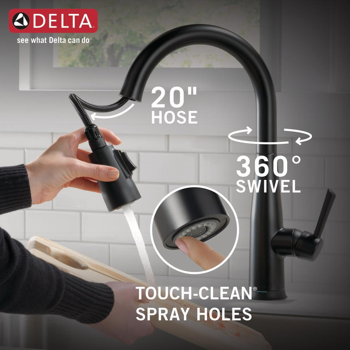 Touch-Clean spray holes wipe away buildup for quick maintenance