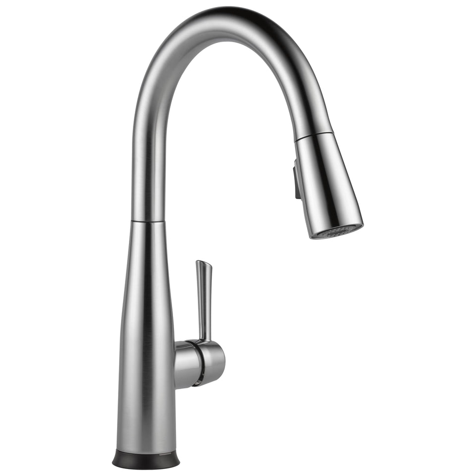Delta Essa touchless kitchen faucet with pull-down spray reduces mess via touch-free operation