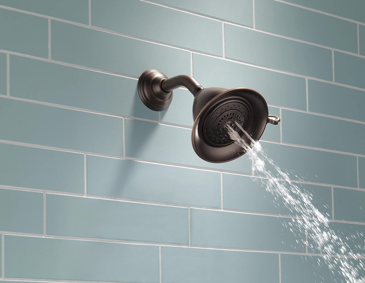 Delta Faucet 3-Spray Shower Head Venetian Bronze packaging and components