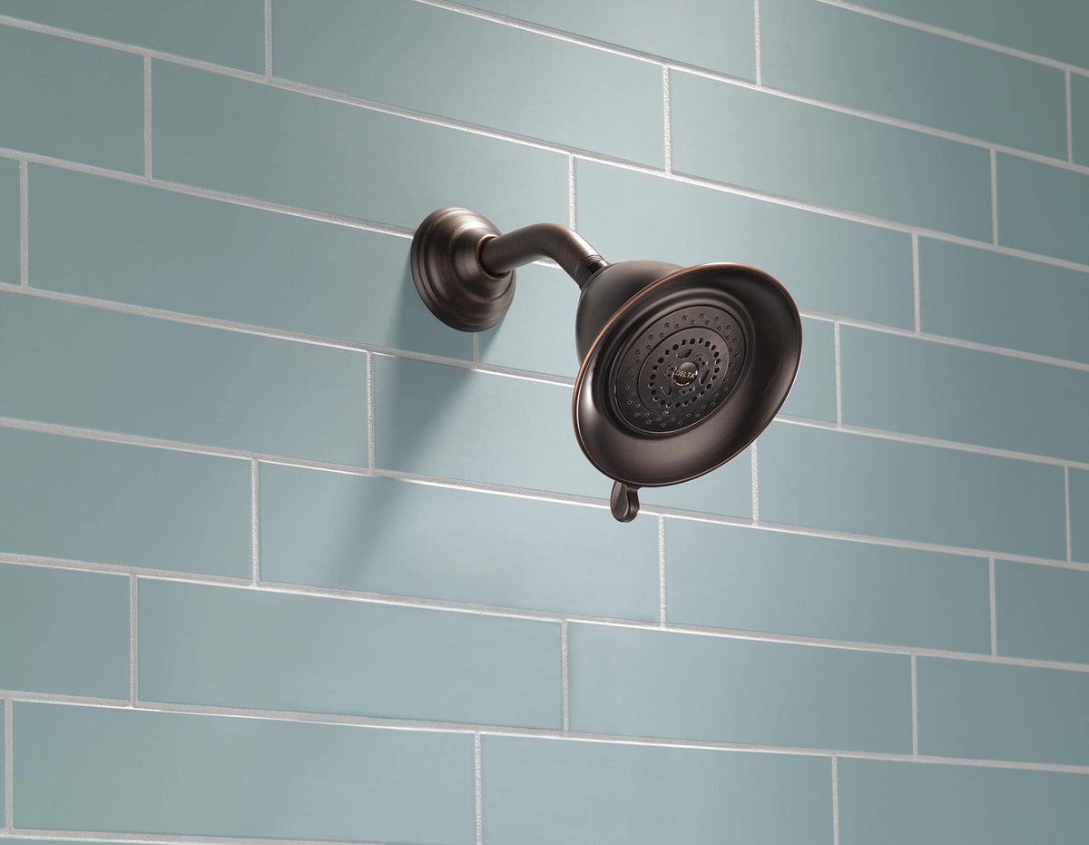Delta Faucet 3-Spray Shower Head Venetian Bronze touch-clean holes for easy cleaning
