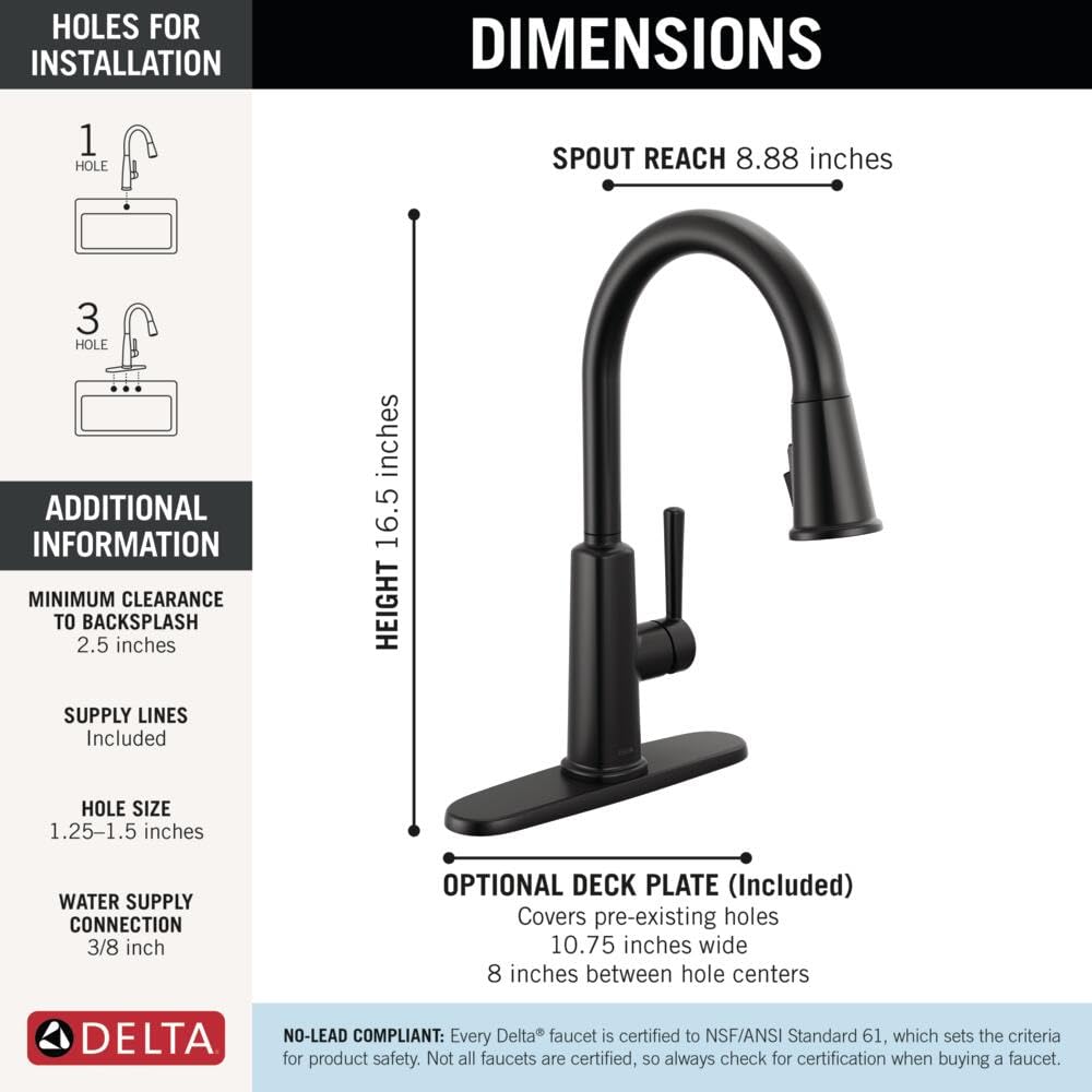 Delta Finnridge deck-plate option for flexible 1- or 3-hole installation