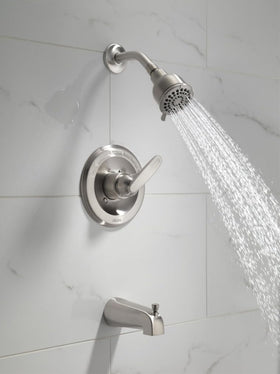 Delta Foundations 13 Series Brilliance finish resists wear and maintains shine.