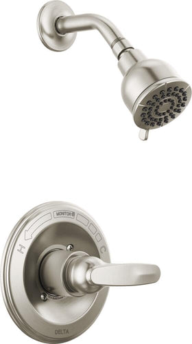 Delta Foundations 13 Series shower trim in Brilliance Stainless for a versatile, durable finish.
