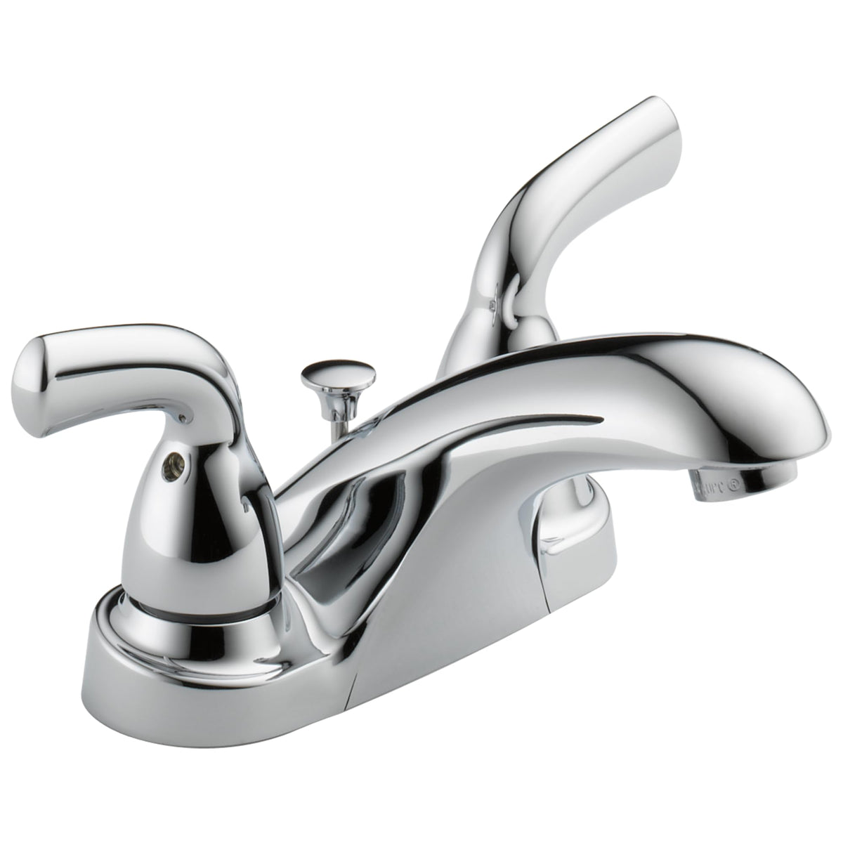 Delta Foundations 4in centerset chrome faucet front view for compact bathroom design