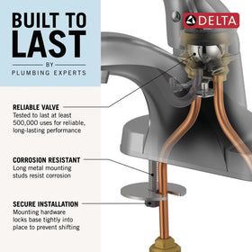 Delta Foundations Centerset chrome drain assembly with metal push-pop in action.
