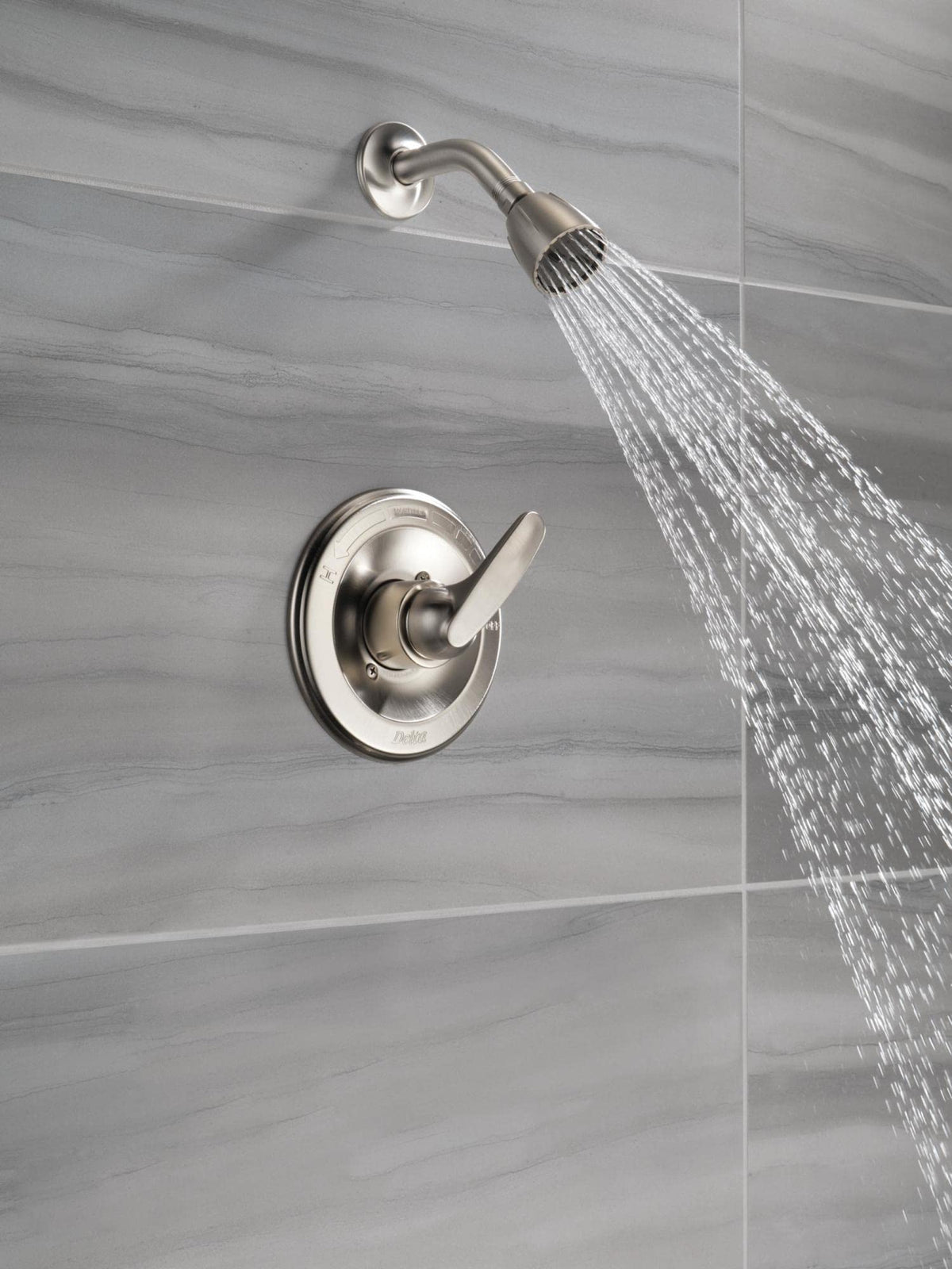 Delta Foundations easy-clean spray holes in chrome simplify mineral buildup removal.