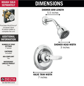 Delta Foundations Multichoice rough-in valve compatibility in chrome supports future upgrades.