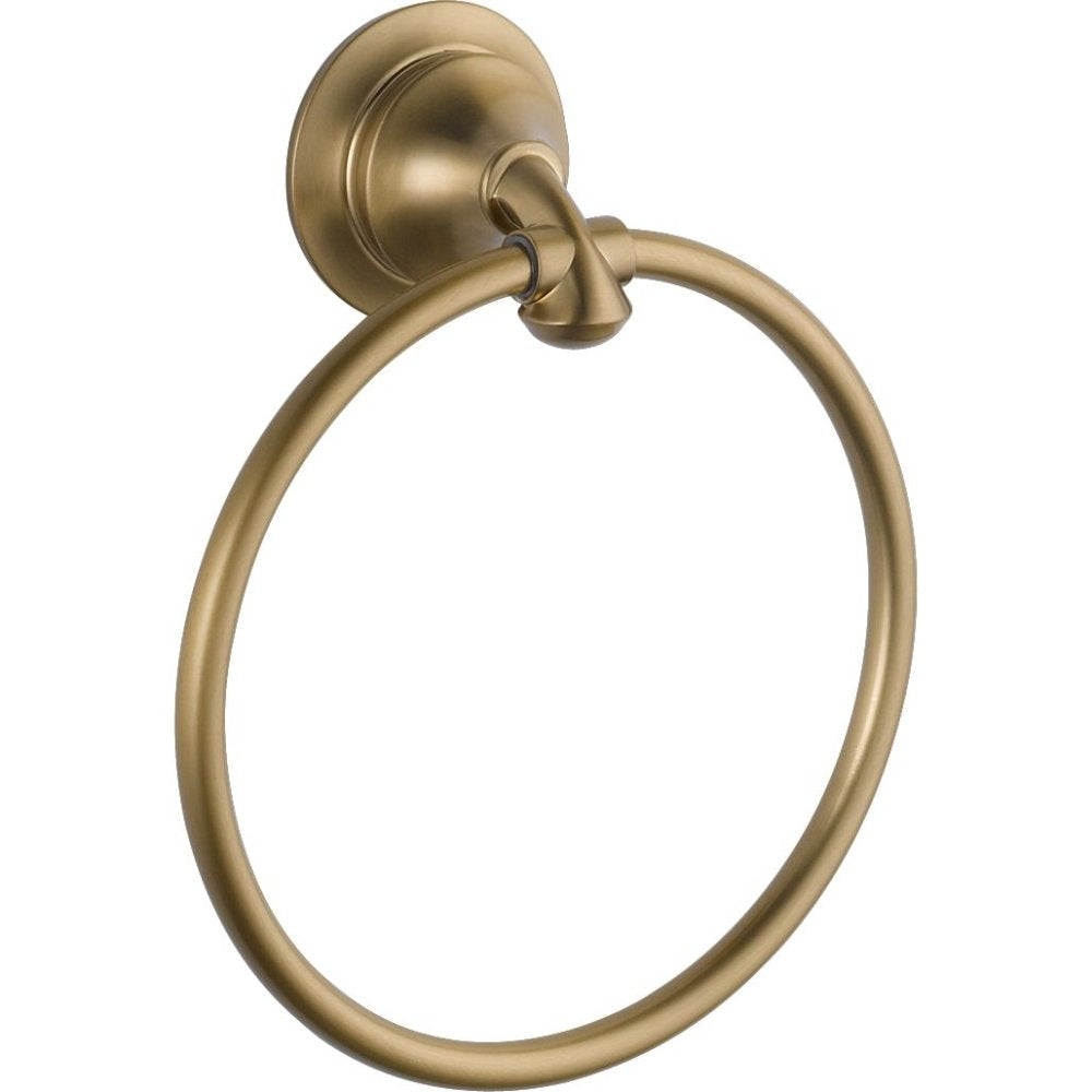 Delta hand towel holder with champagne bronze ring for easy towels