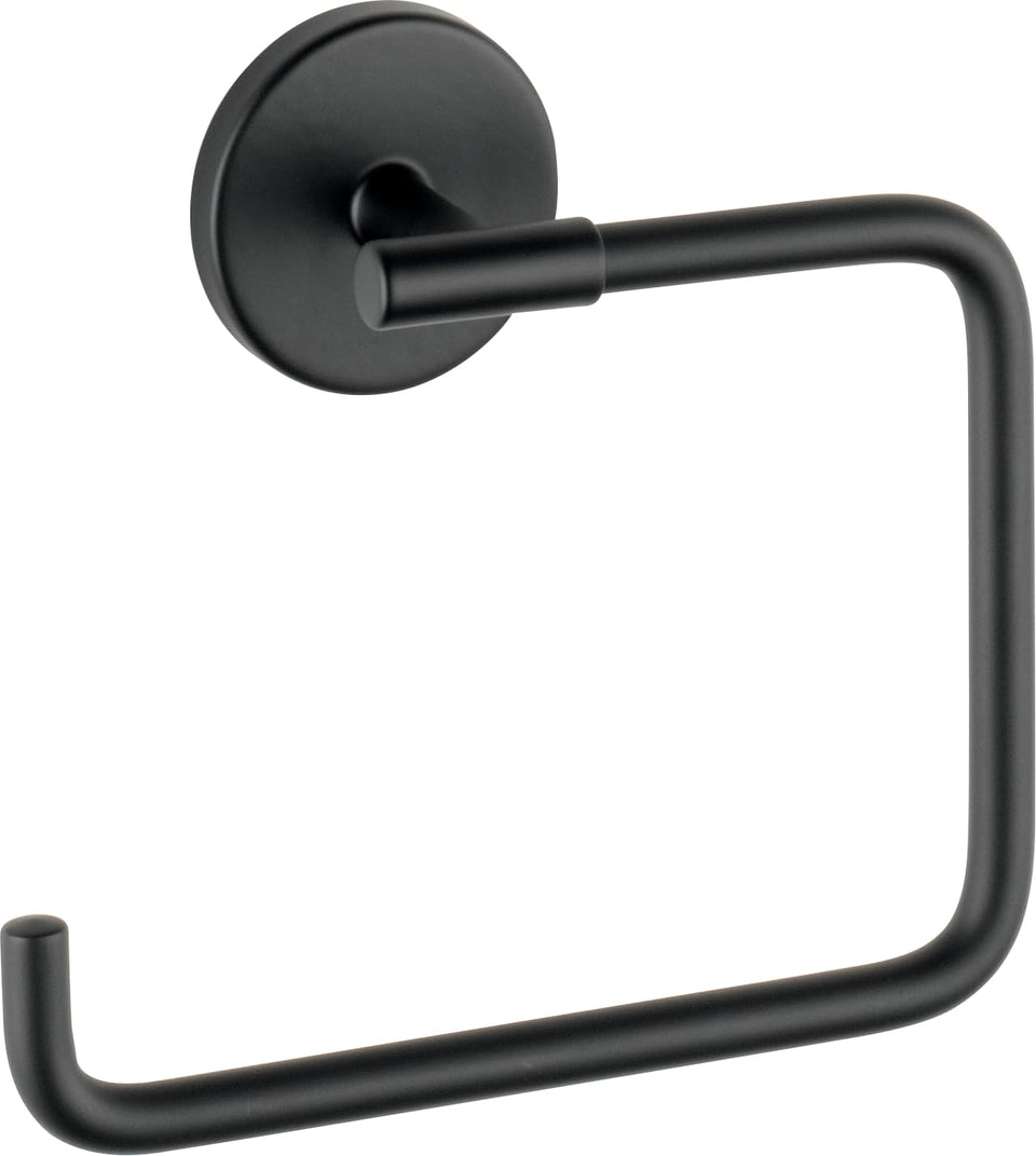 Delta hand towel holder with square matte black ring for easy reach