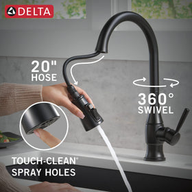 Delta Hazelwood Diamond Seal detail highlights durable, leak-resistant technology.