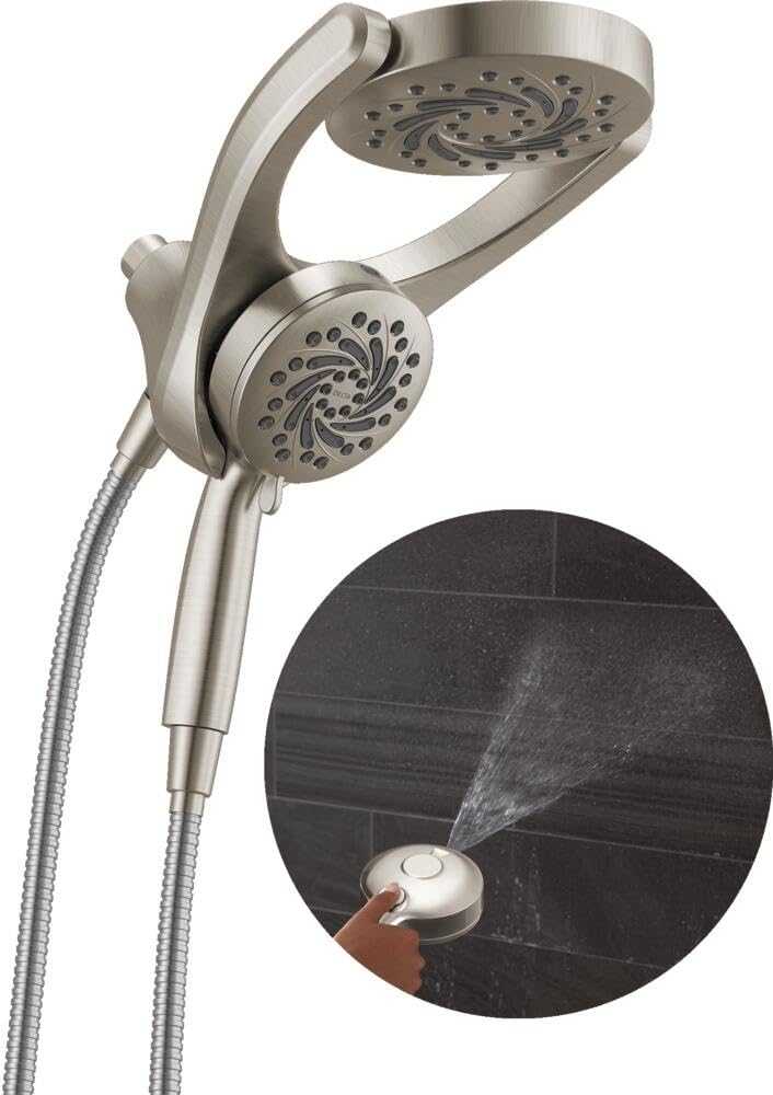 Delta HydroRain 2-in-1 shower head with ProClean spray cleans tiles quickly