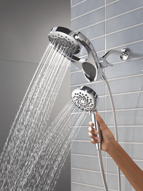 Delta HydroRain pivoting raincan adjusts water coverage.