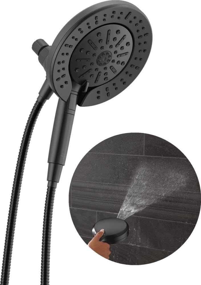 Delta In2ition 2-in-1 dual shower head with hose for flexible showering options.