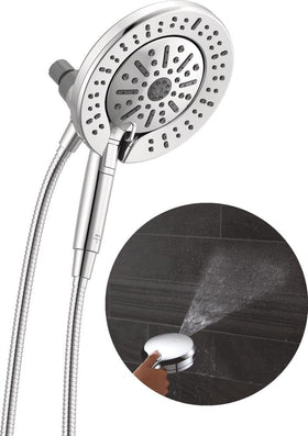 Delta In2ition dual shower head and handheld assembly demonstrates versatile two-in-one design.