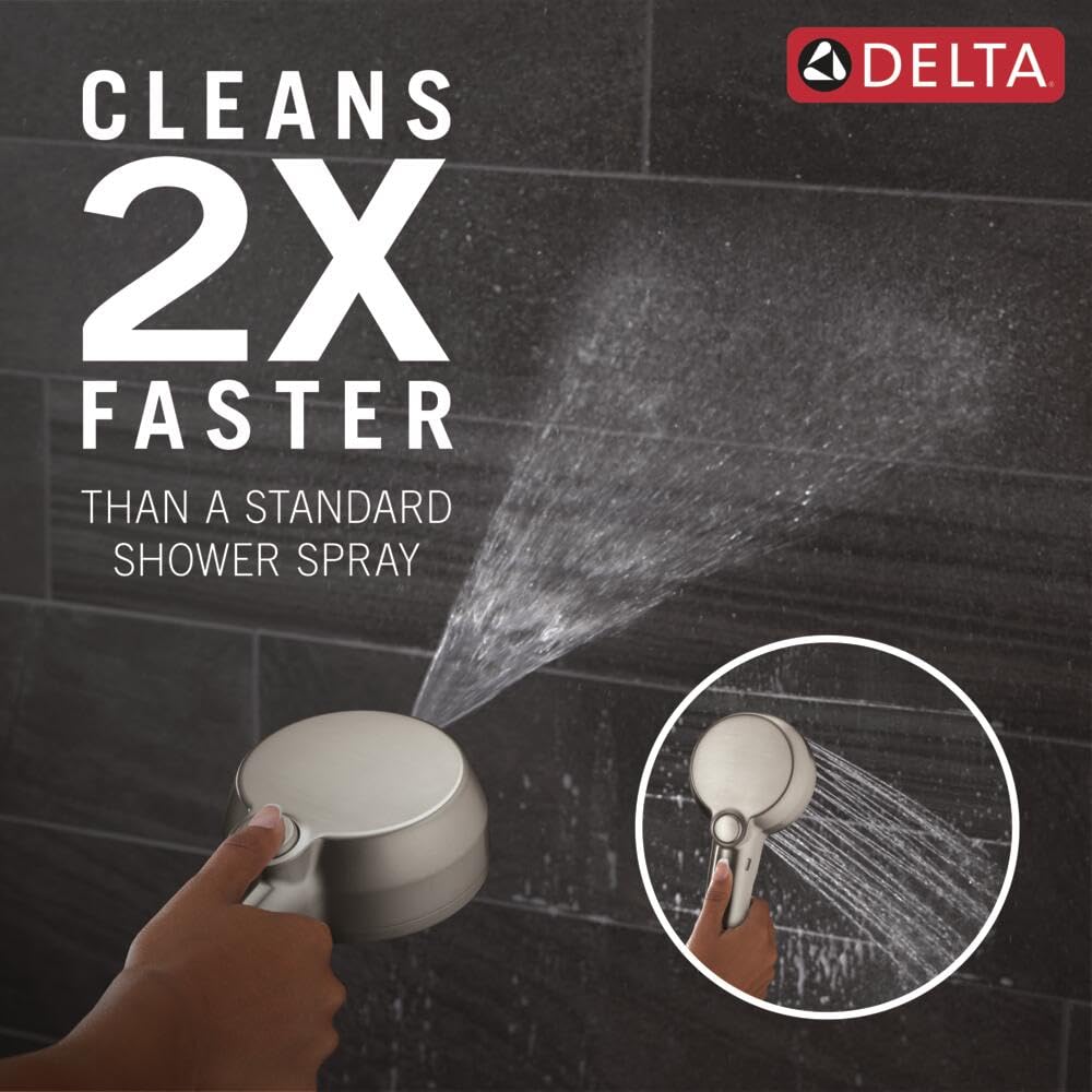 Delta In2ition handheld shower with hose in brushed nickel for flexible cleansing