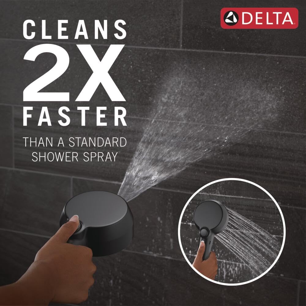 Delta In2ition MagnaTite docking keeps the handheld shower securely in place.