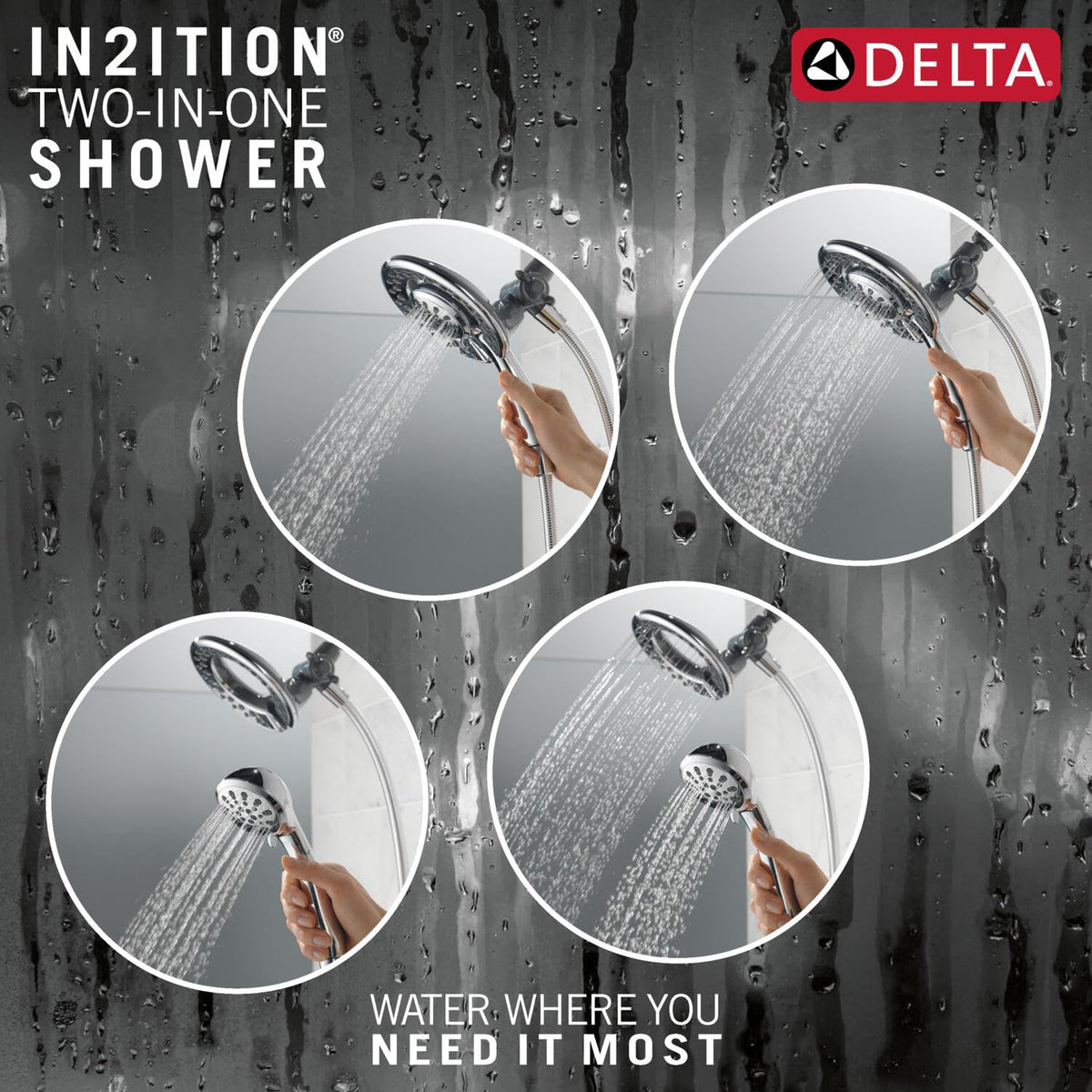 DELTA In2ition soft-clean spray holes chrome resist buildup with easy wipe-clean