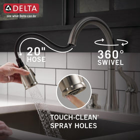 Delta Kate brushed nickel Brilliance finish resists corrosion and maintains shine