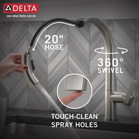 Delta Keele brushed nickel finish delivers lasting shine