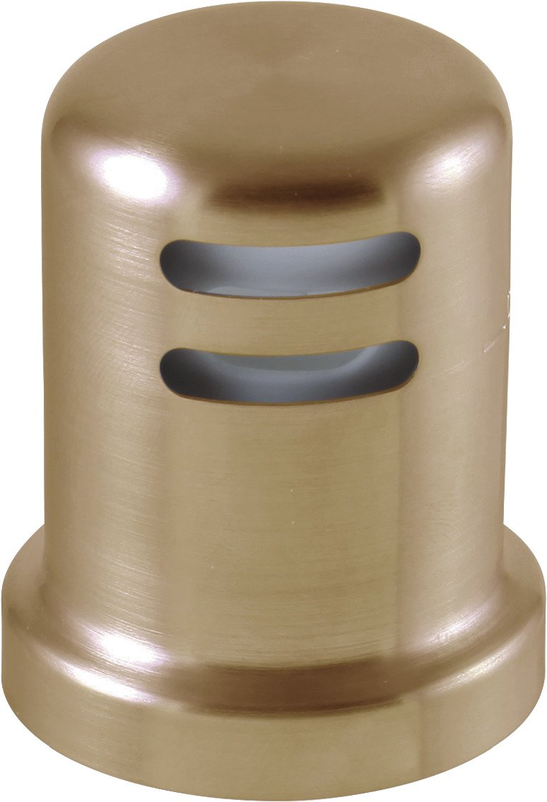 Delta kitchen air gap champagne bronze front view, ideal for backflow prevention in busy kitchens