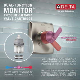 Delta Lahara 17 Series Brilliance Stainless finish complements nickel or stainless decor