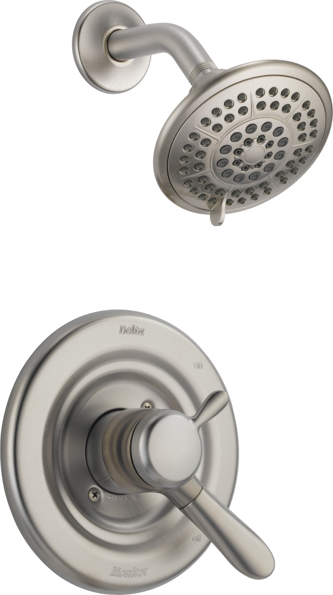 Delta Lahara 17 Series dual-function shower trim shows precise temperature and volume control