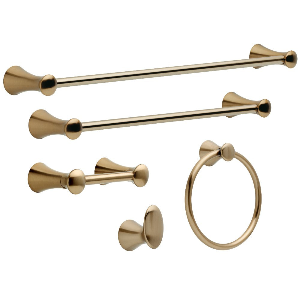 Delta Lahara champagne bronze closeup finish highlights corrosion-resistant design
