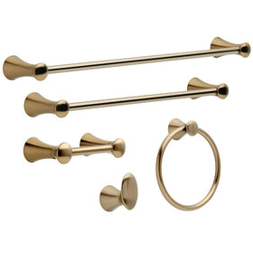Delta Lahara champagne bronze closeup finish highlights corrosion-resistant design