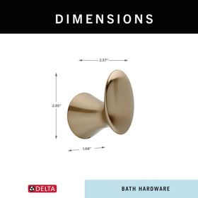 Delta Lahara towel hook champagne bronze compact dimensions save space