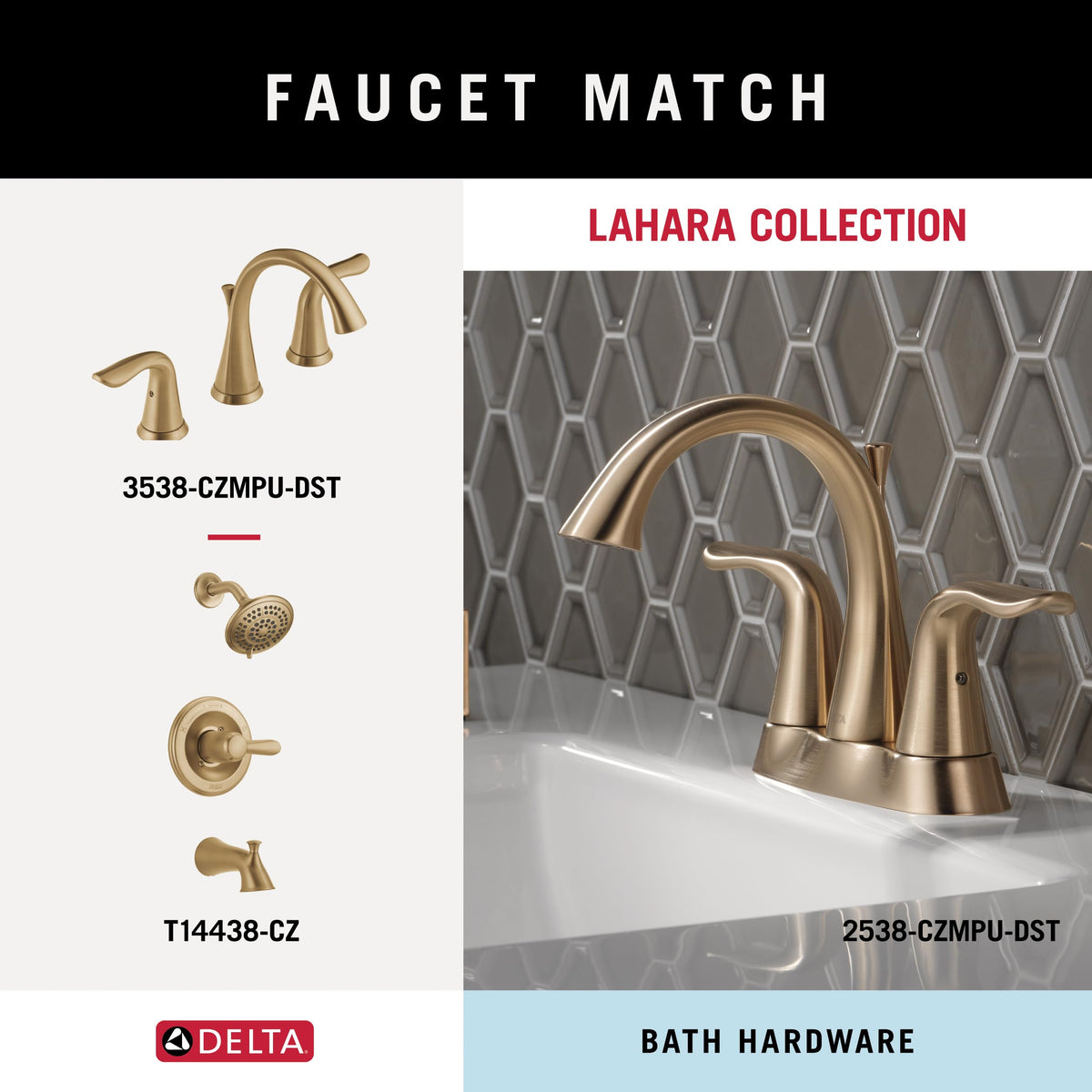Delta Lahara champagne bronze durable zinc construction for daily use
