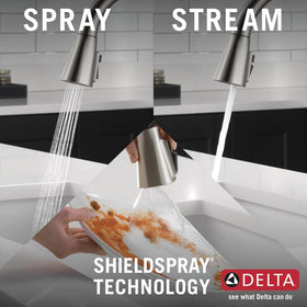 Delta Lenta corrosion-resistant brushed nickel finish endures daily kitchen use