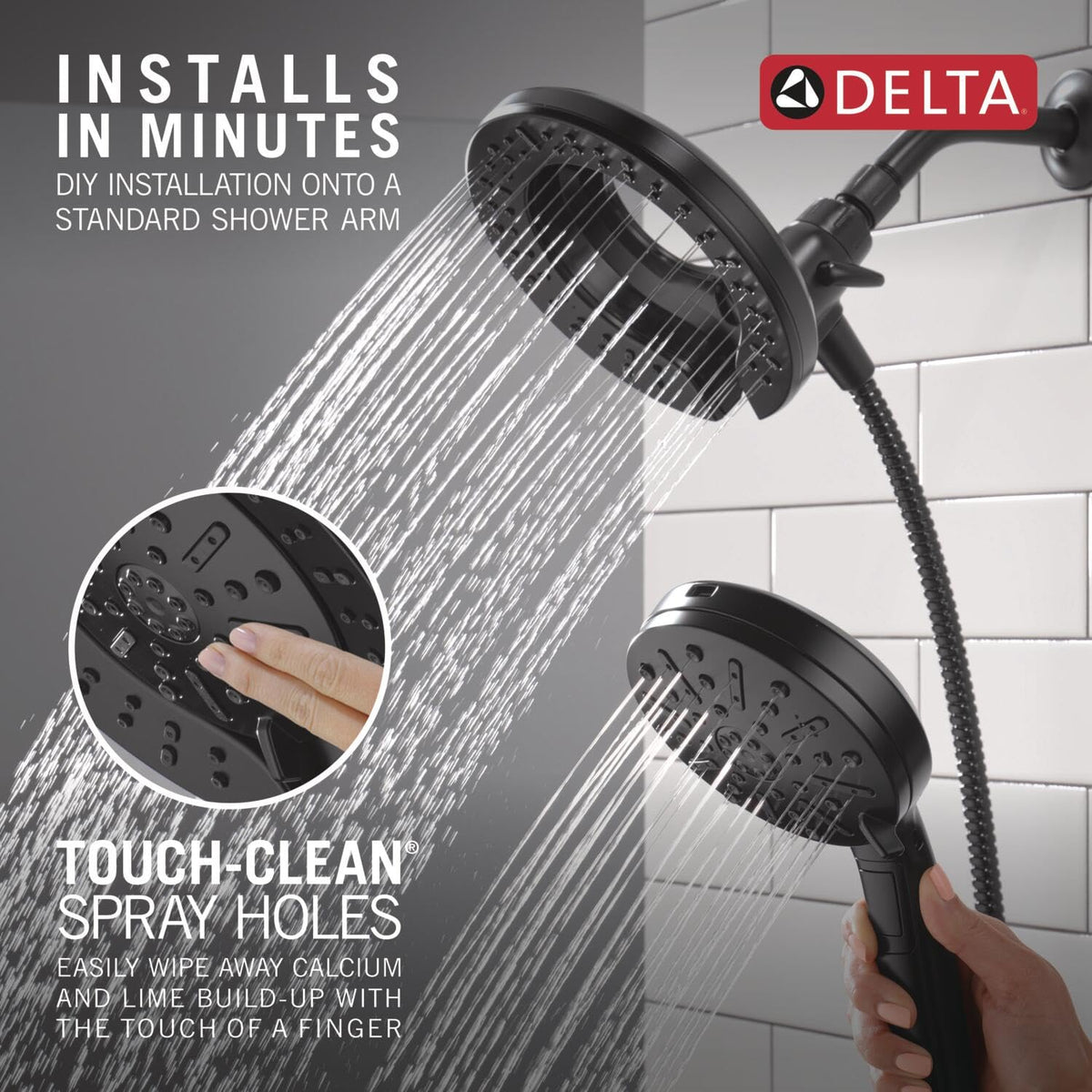 Delta matte black finish withstands salt fog and chemicals for long-lasting beauty.