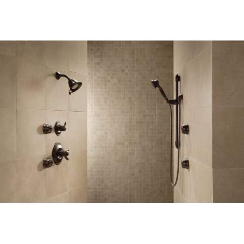 Delta matte black wall elbow adds modern style and durability.